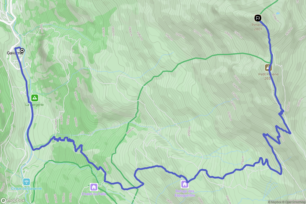 Gavarnie : carte du parcours de randonnée - France