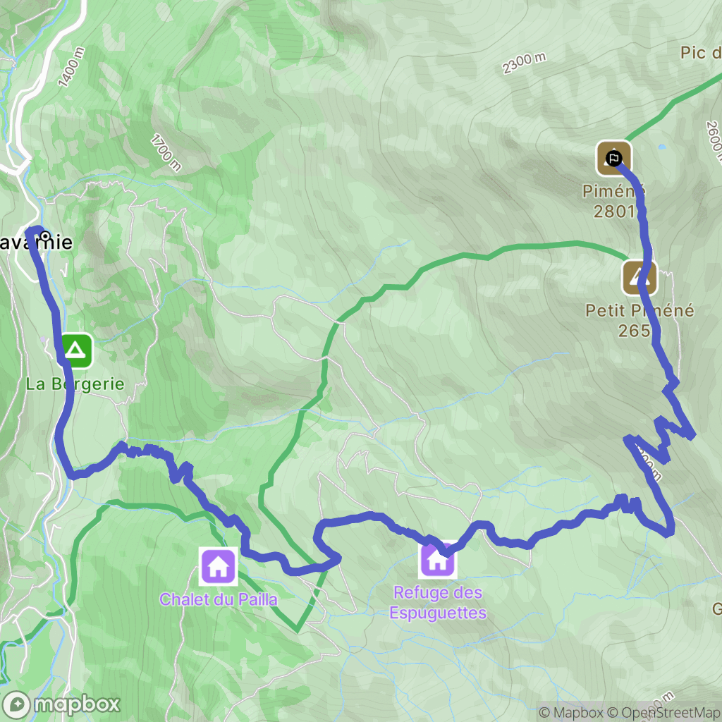 Gavarnie : carte du parcours de randonnée - France