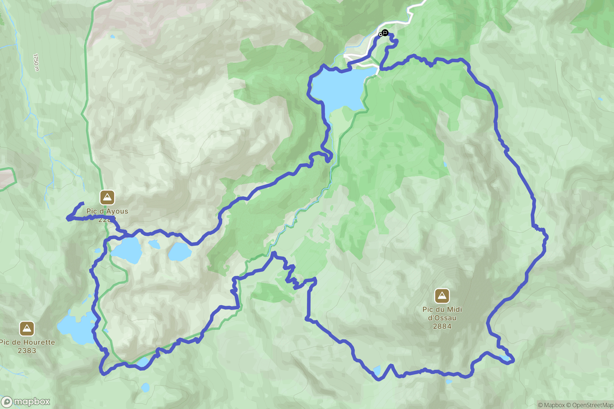Gabas : carte du parcours de randonnée - France
