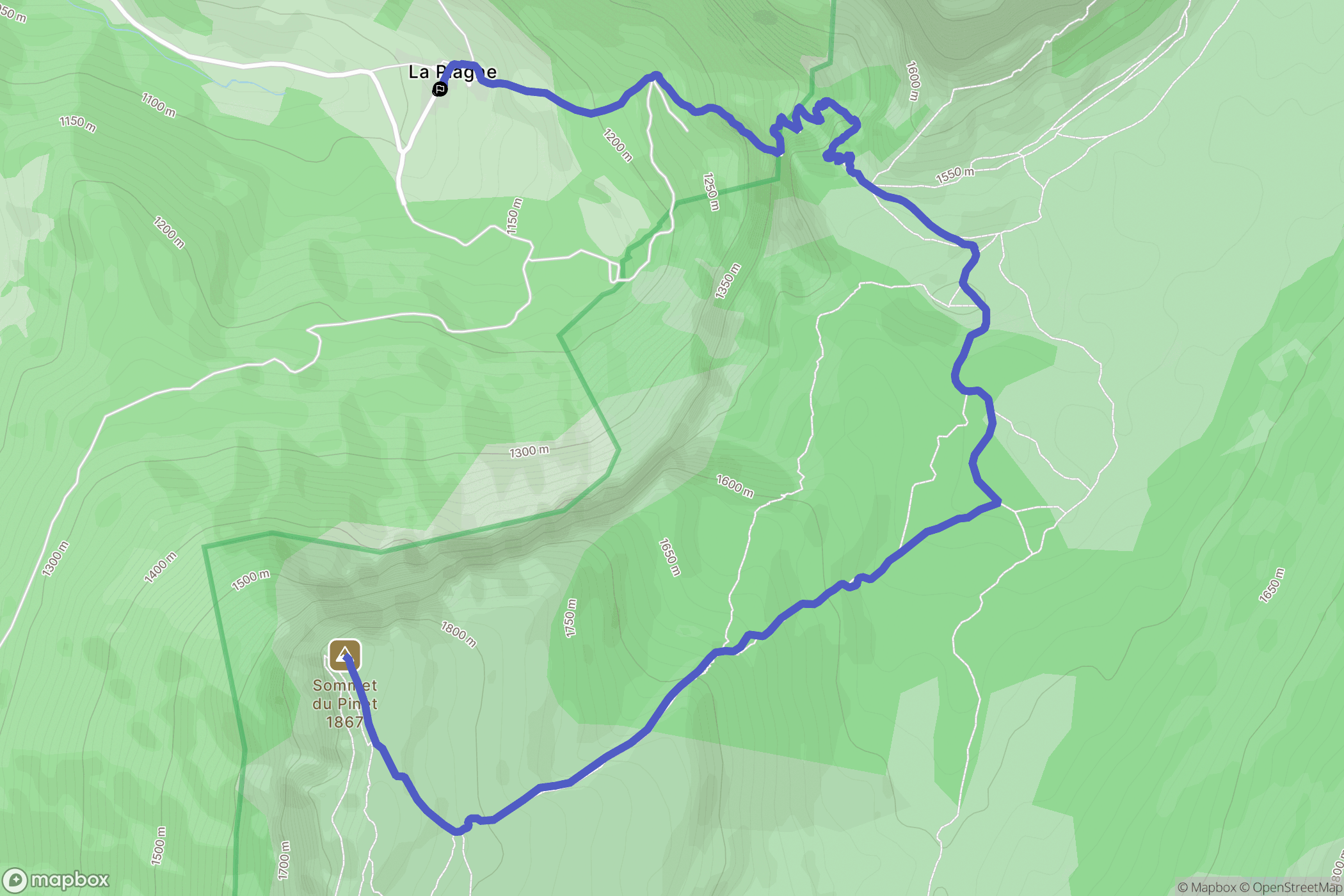 La Plagne, Entremont-le-Vieux : carte du parcours de randonnée - France