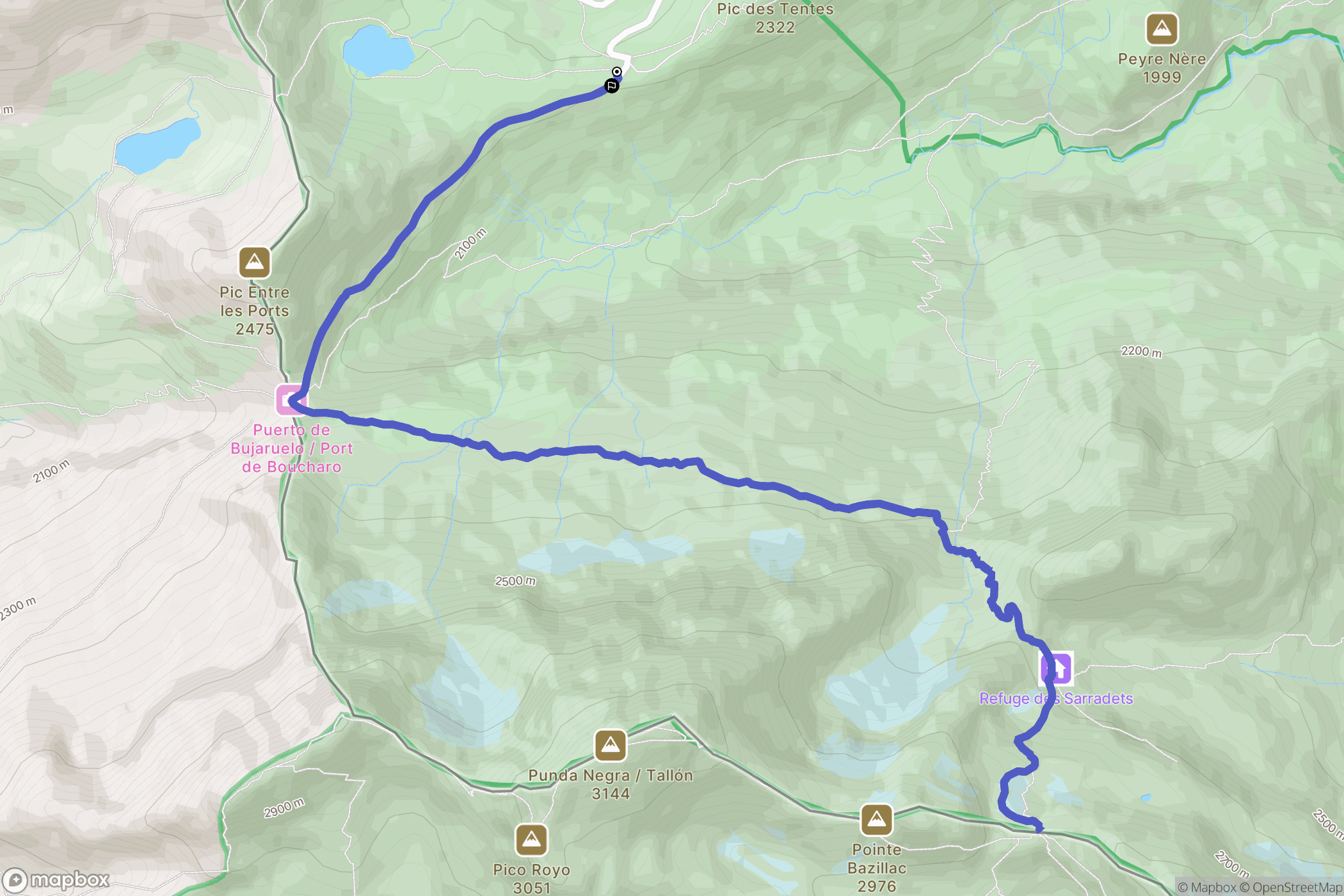 Gavarnie : carte du parcours de randonnée - France