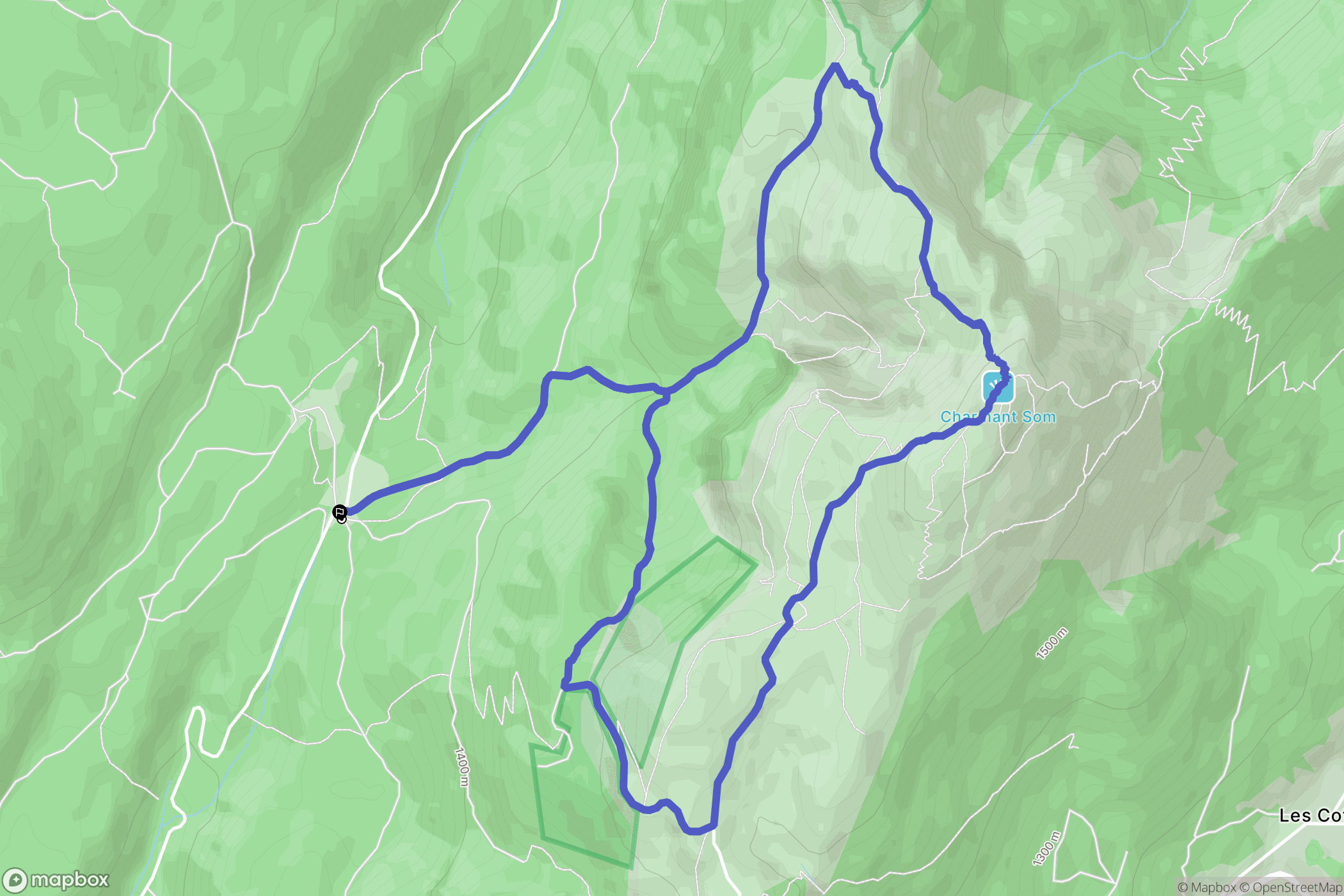 Col de la Charmette, Proveysieux : carte du parcours de randonnée - France