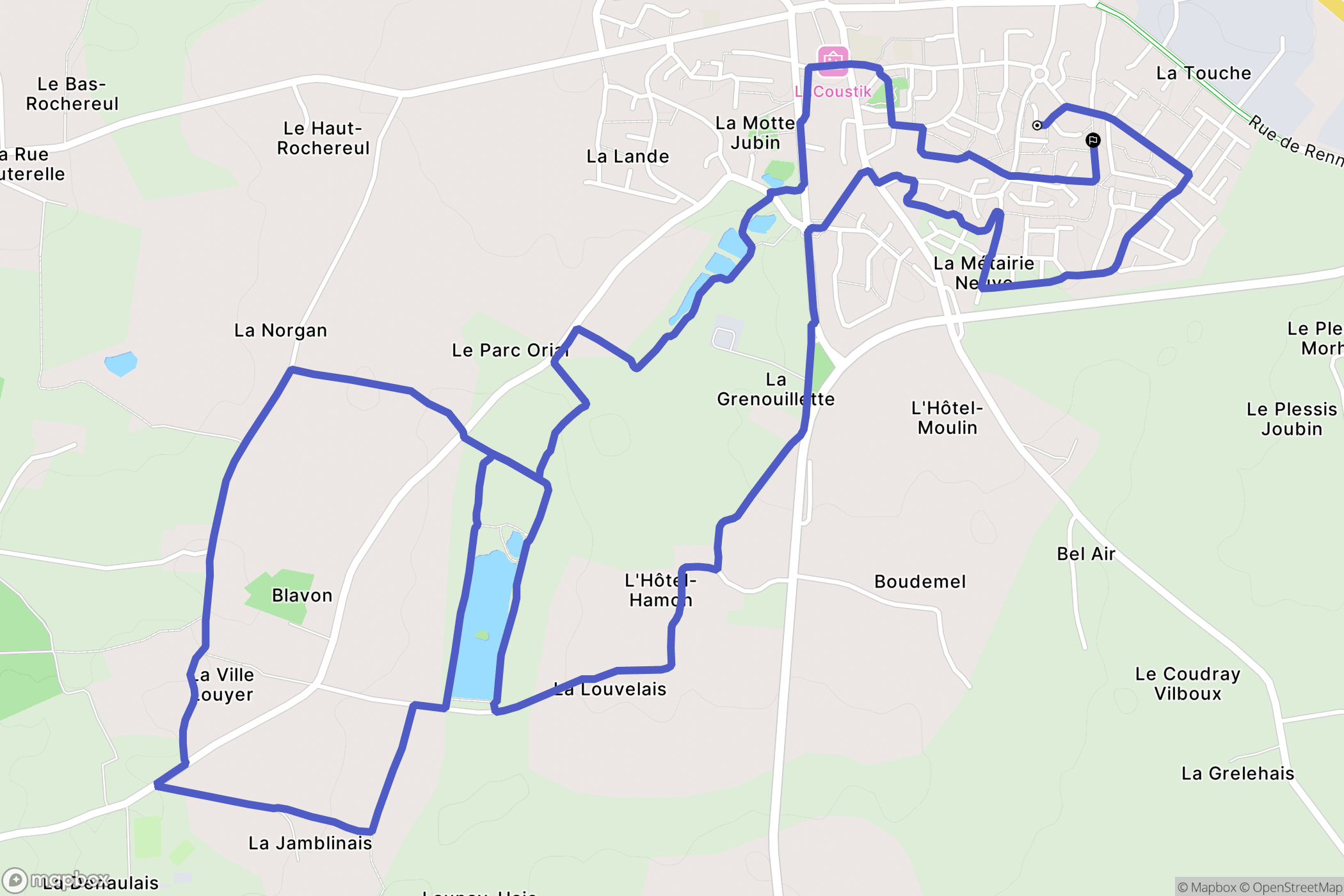 Bédée : carte du parcours de randonnée - France