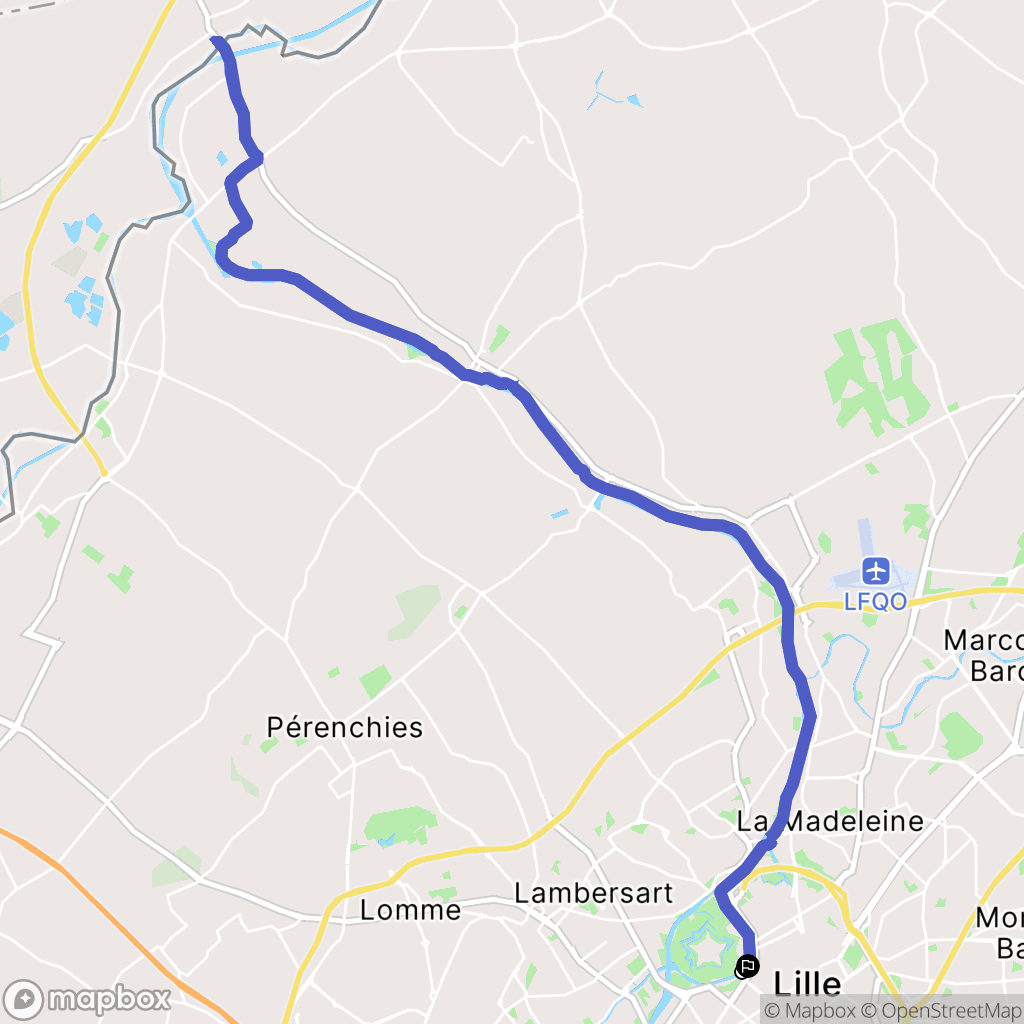 Lille : carte du parcours de randonnée - France