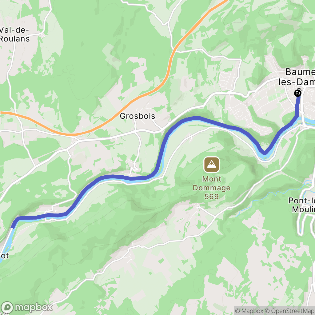 Baume-les-Dames : carte du parcours de randonnée - France