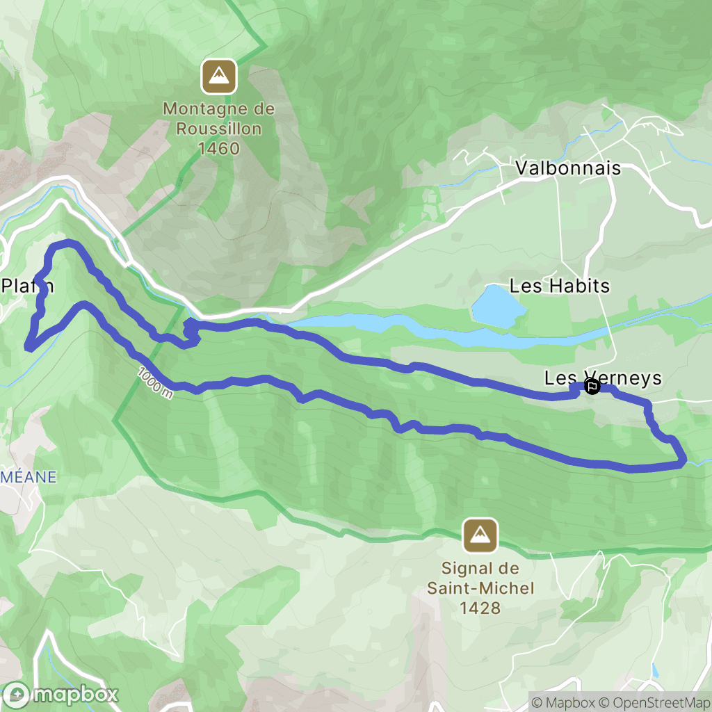 Les Verneys : carte du parcours de randonnée - France