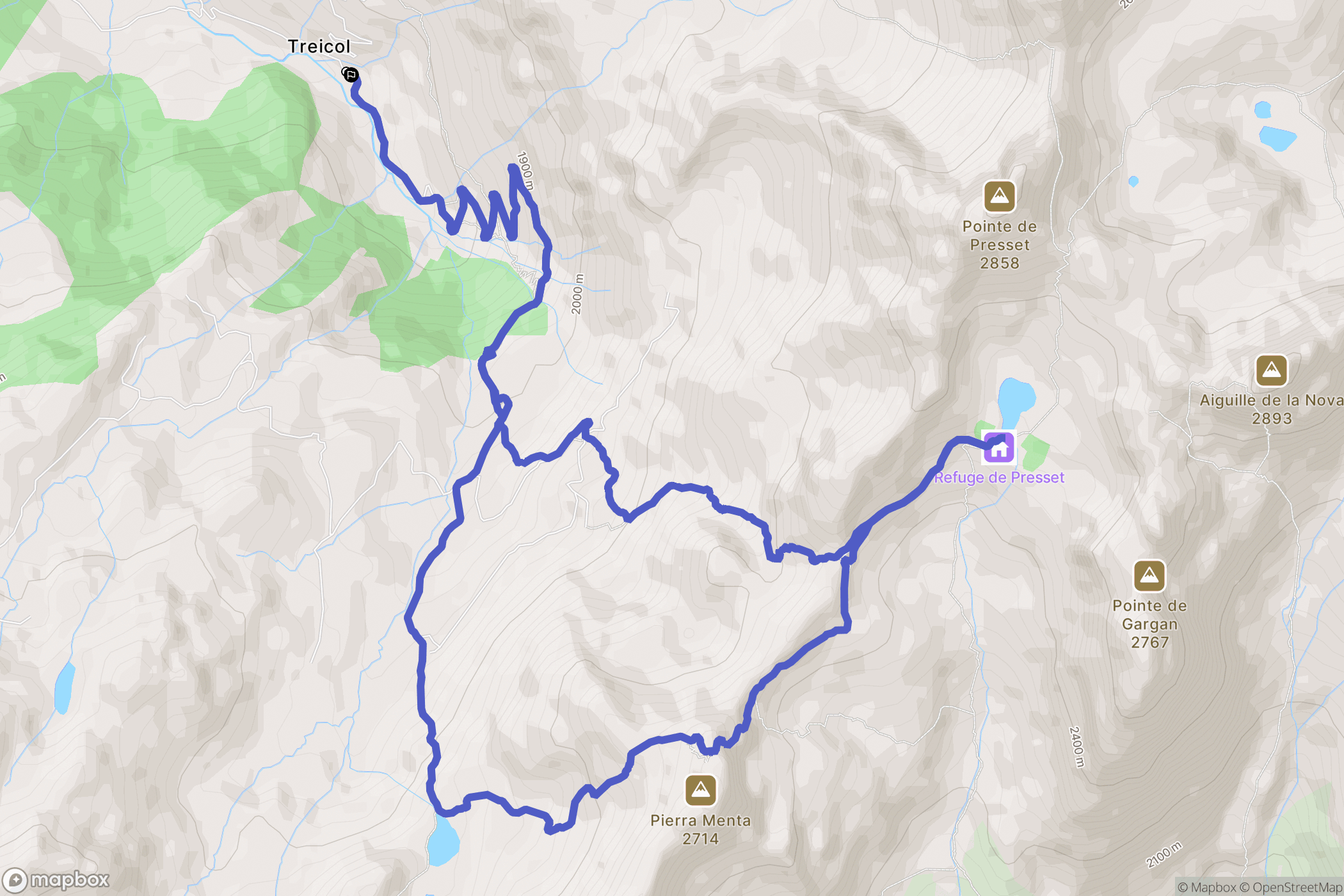 Treicol, Beaufort : carte du parcours de randonnée - France