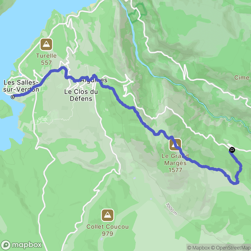 Les Salles-sur-Verdon : carte du parcours de randonnée - France