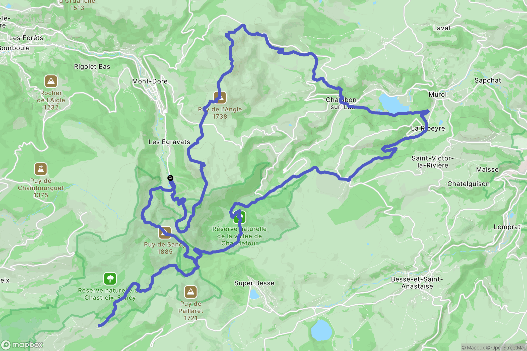 Plan des Longes, Mont-Dore : carte du parcours de randonnée - France