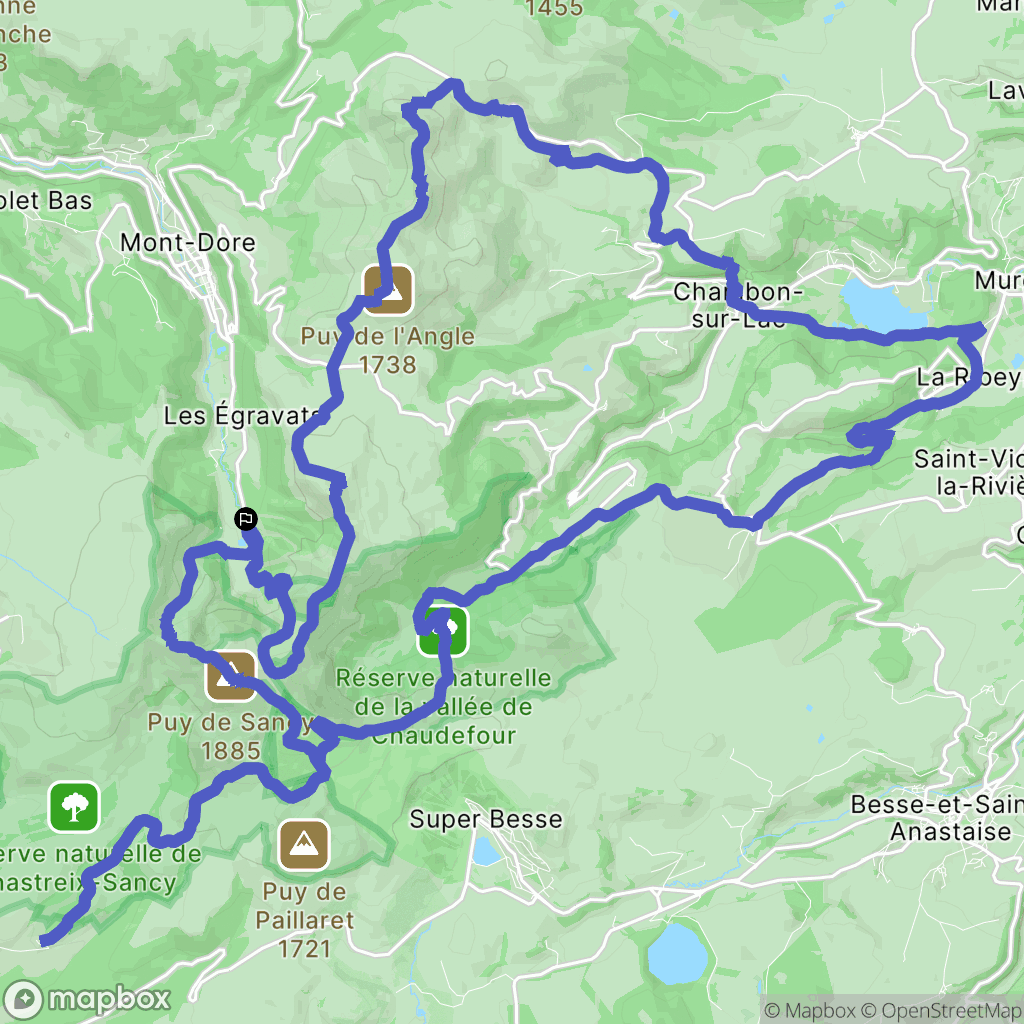 Plan des Longes, Mont-Dore : carte du parcours de randonnée - France