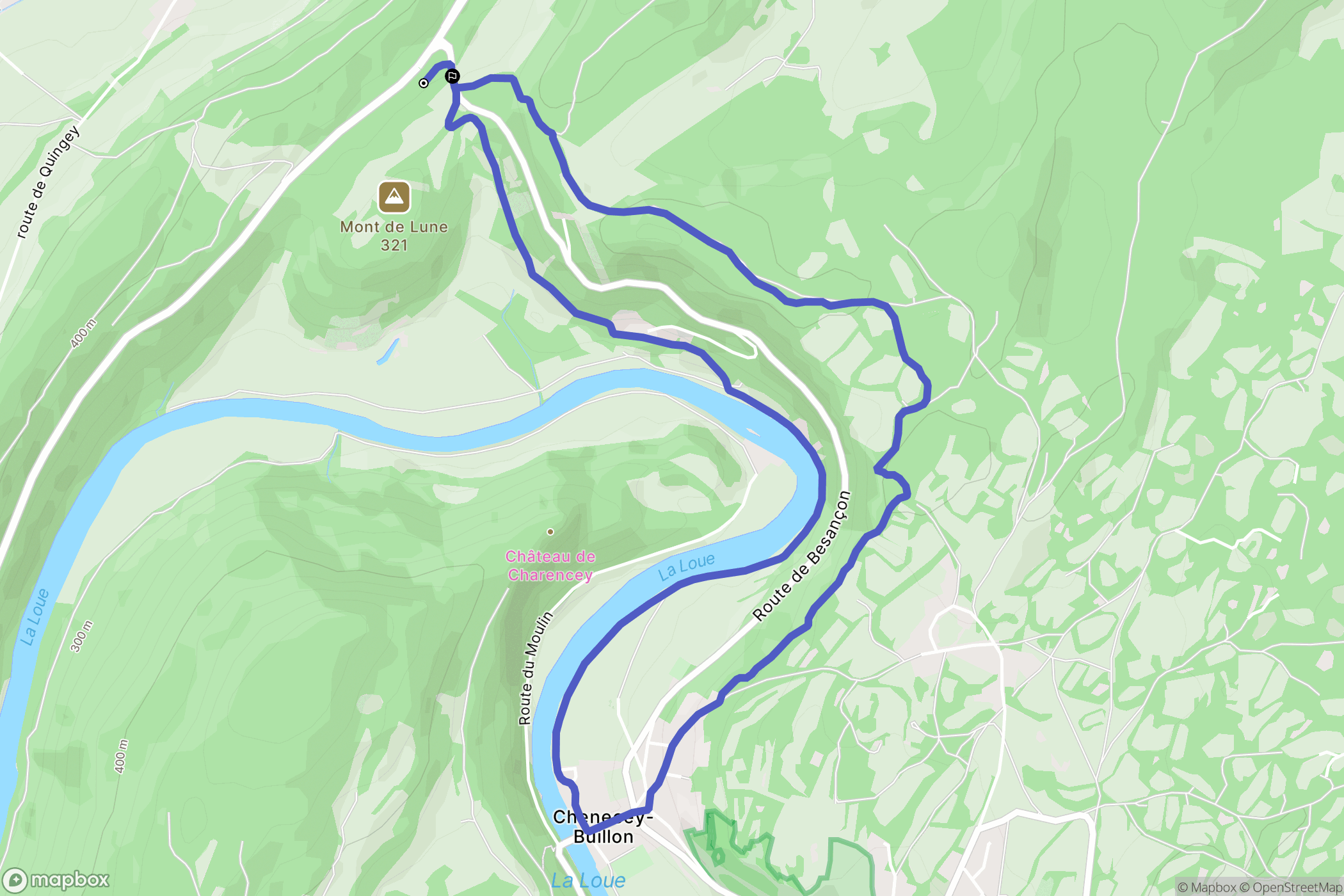Chenecey-Buillon : carte du parcours de randonnée - France
