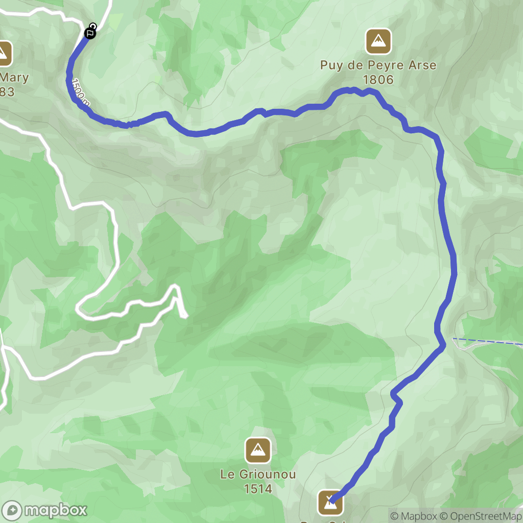 Col d'Eylac, Lavigerie : carte du parcours de randonnée - France