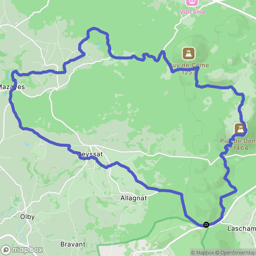 Laschamps : carte du parcours de randonnée - France