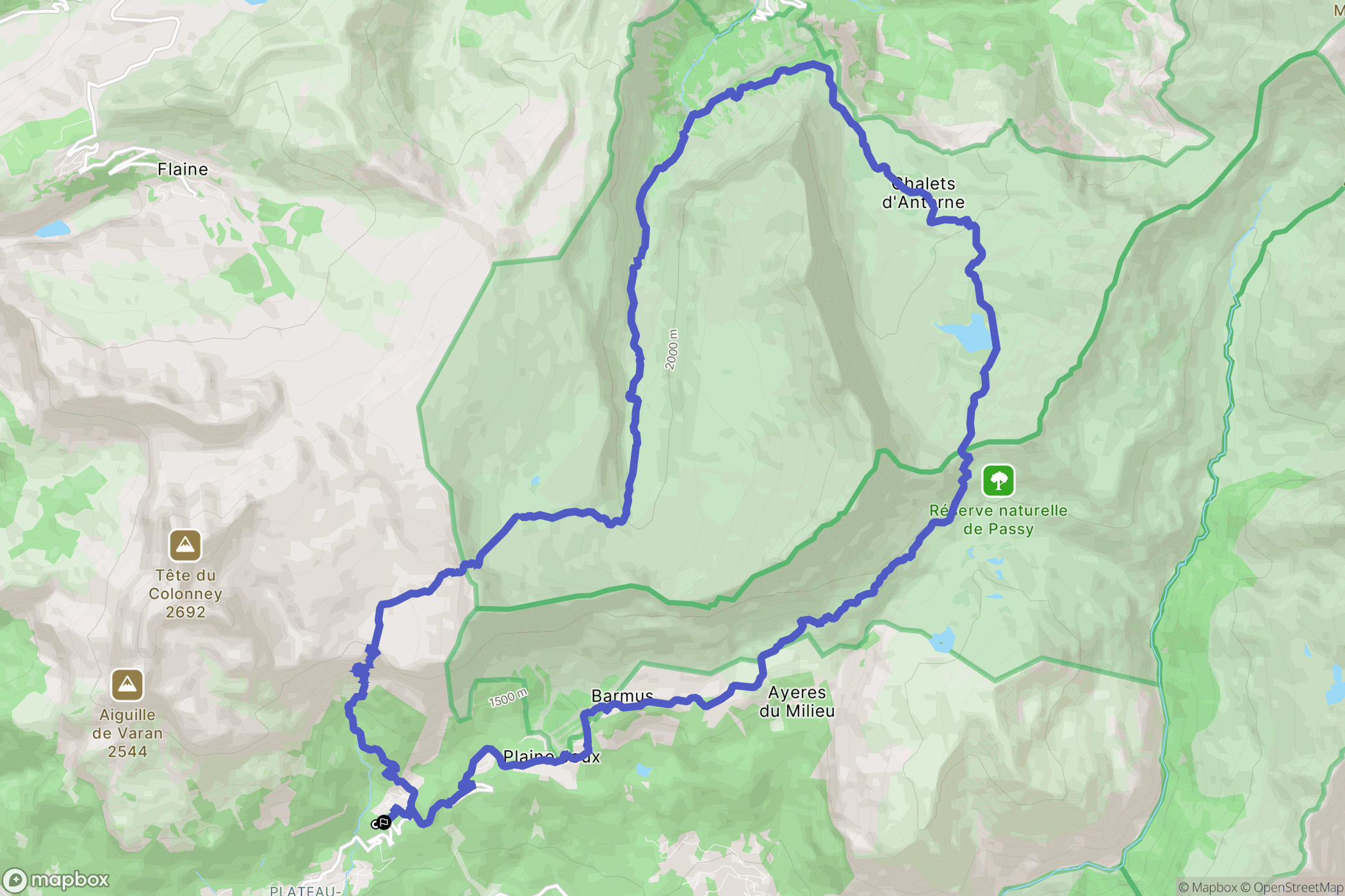 Praz Coutant, Passy: routekaart voor buitenactiviteiten - France