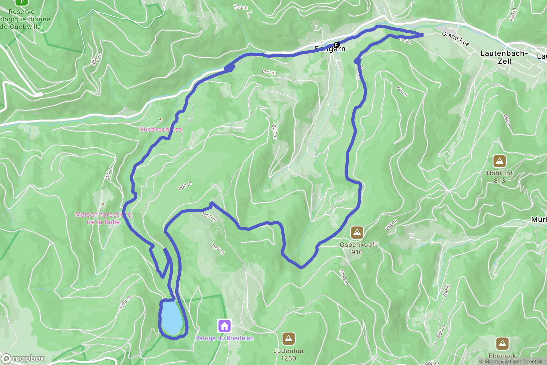 Sengern, Lautenbach-Zell : carte du parcours de randonnée - France