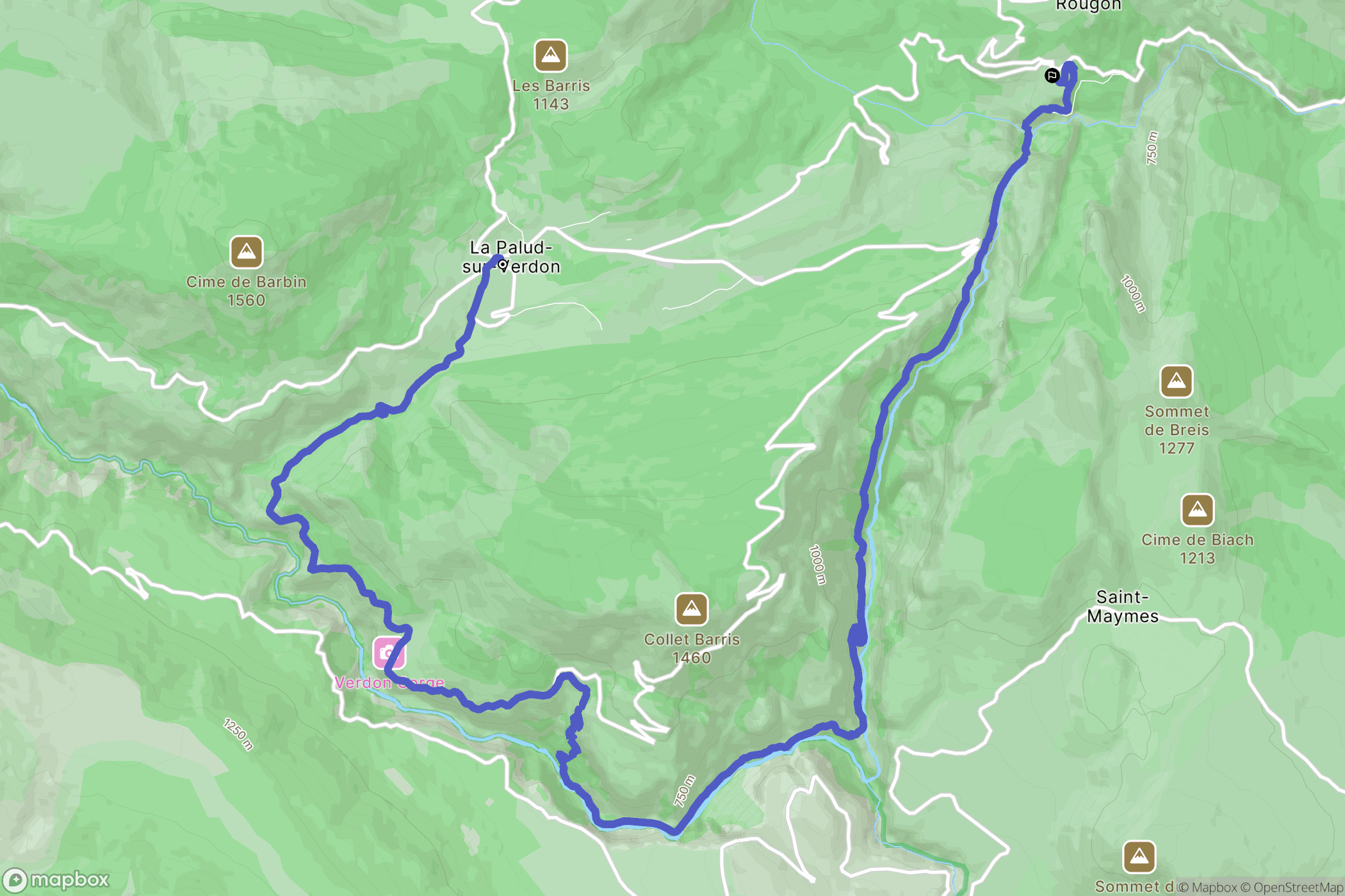 Le Palud-sur-Verdon : carte du parcours de randonnée - France