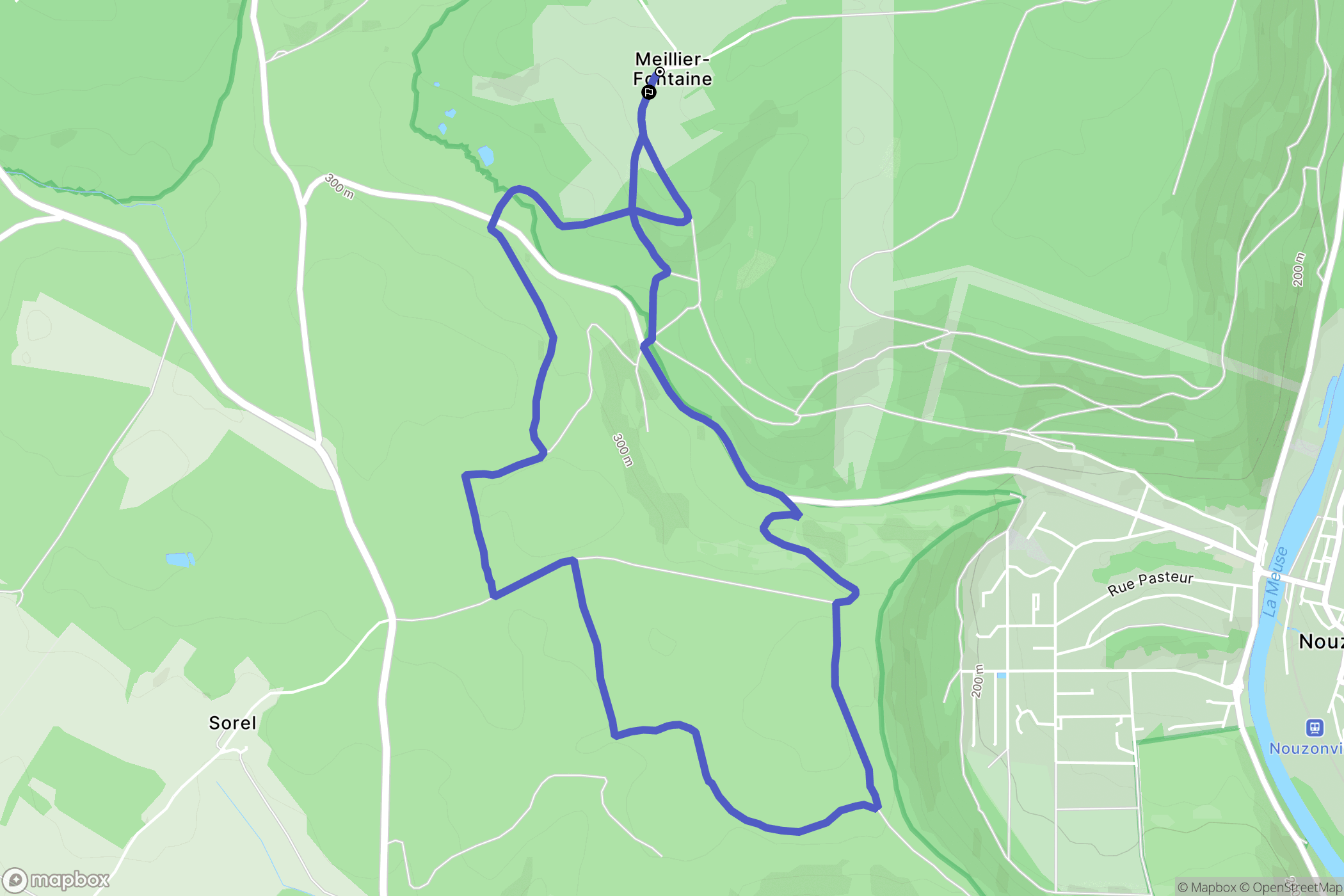 Meillier-Fontaine : carte du parcours de randonnée - France