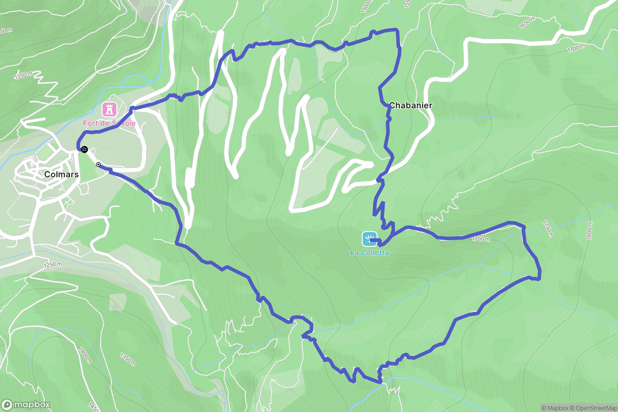 Colmars-les-Alpes : carte du parcours de randonnée - France