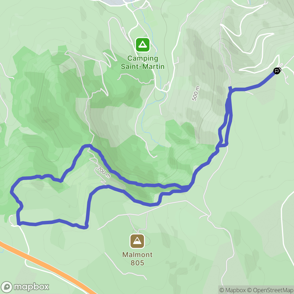 Millau : carte du parcours de randonnée - France