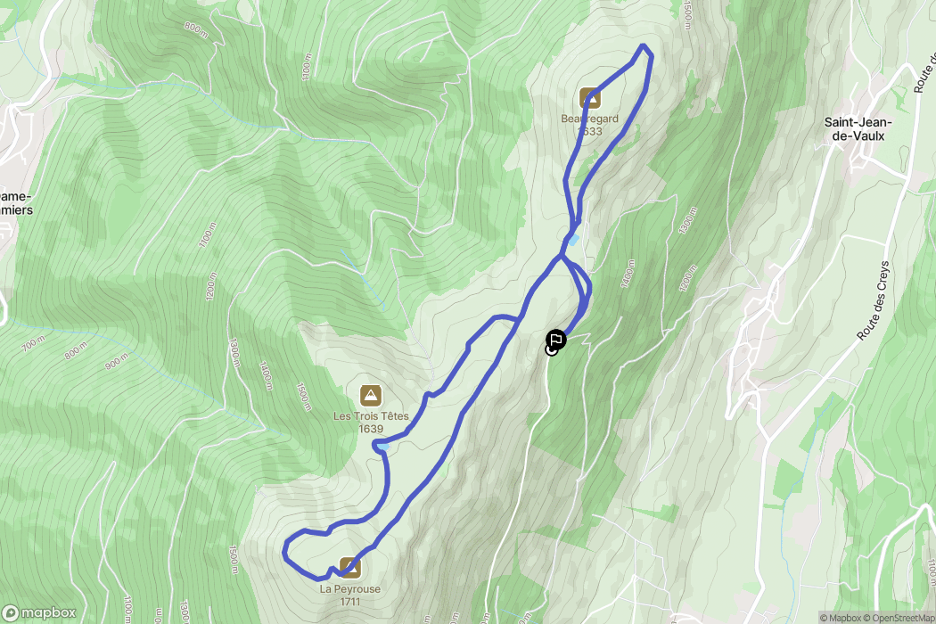 Chalet de l'As, Notre-Dame-de-Vaulx : carte du parcours de randonnée - France