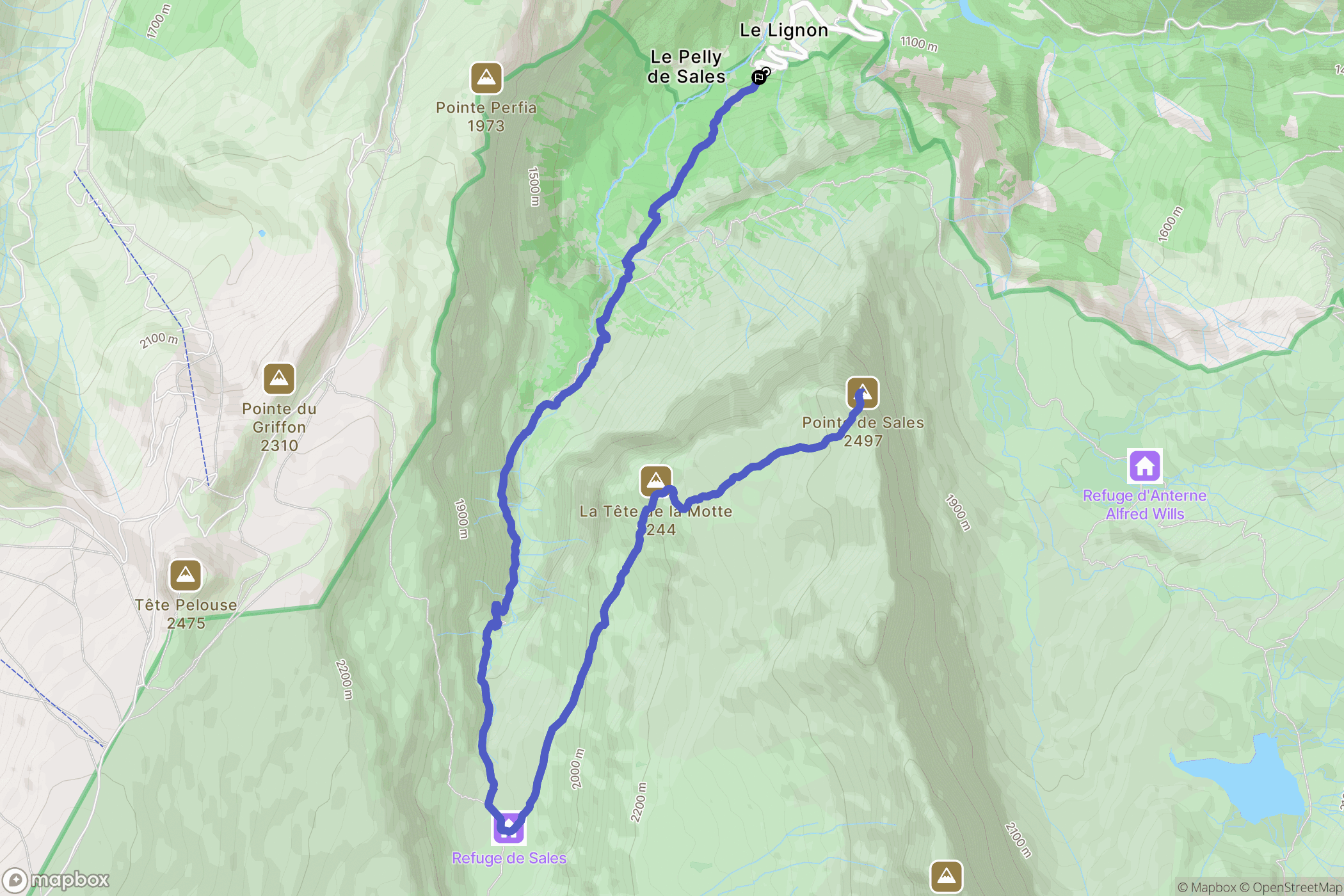 Le Lignon d'en Haut, Sixt-Fer-à-Cheval : carte du parcours de randonnée - France