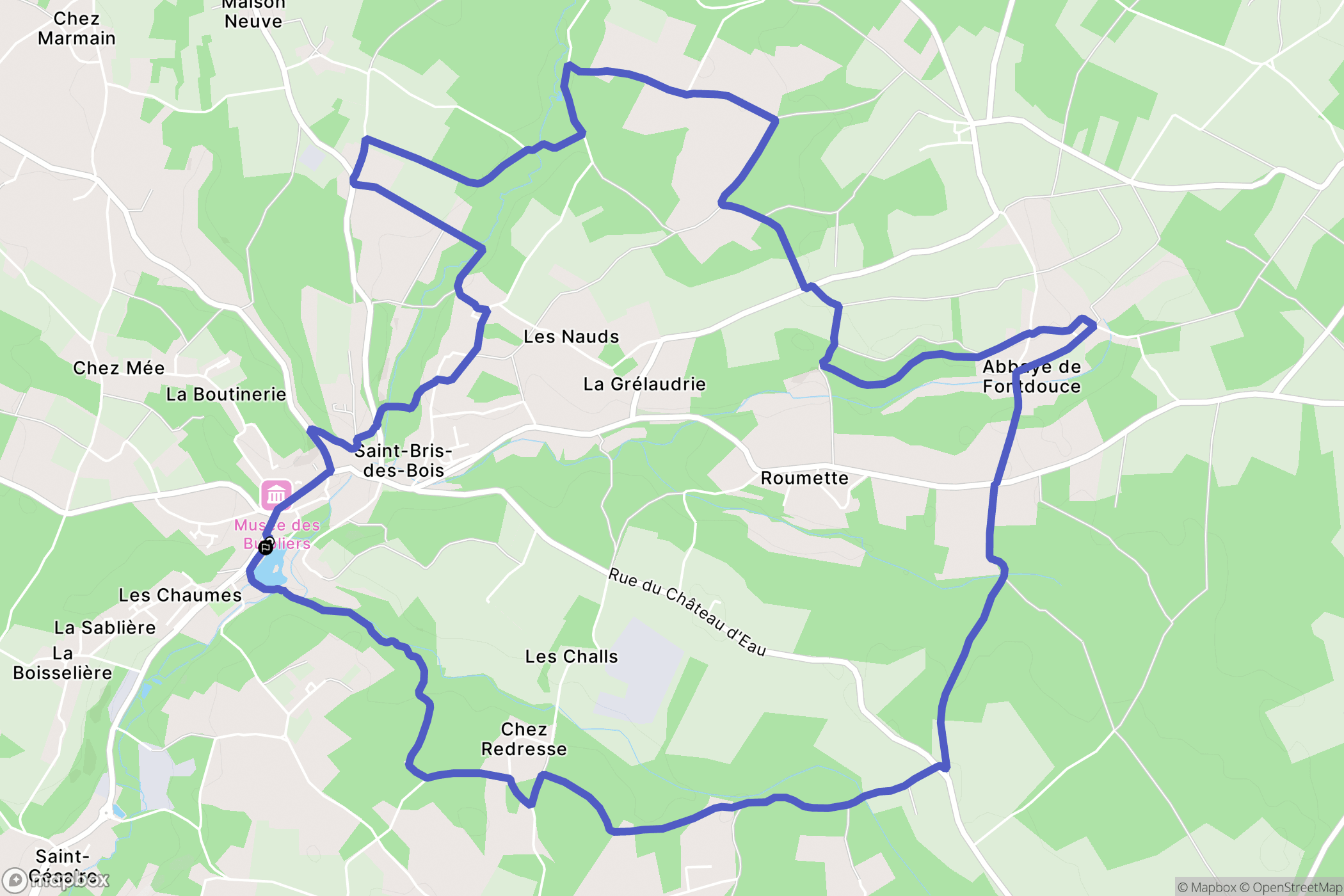 Saint-Bris-des-Bois : carte du parcours de randonnée - France