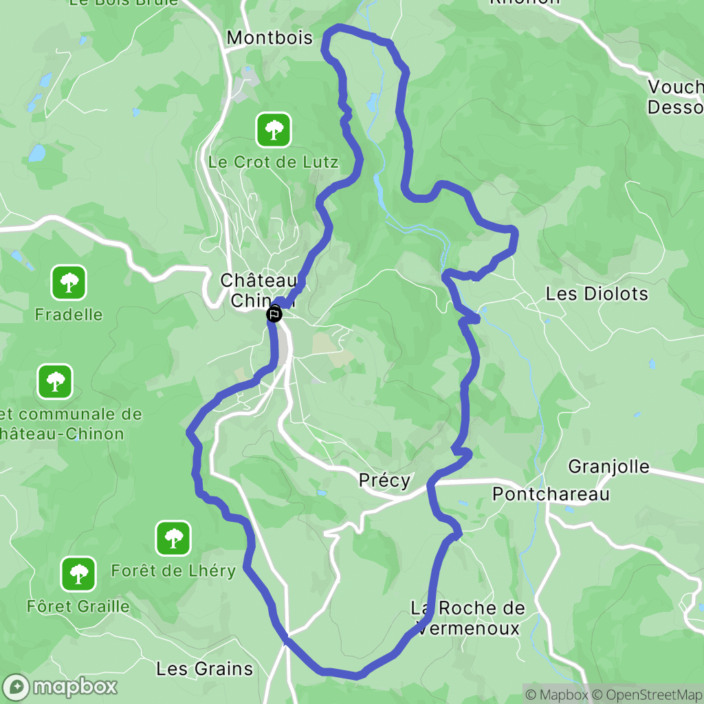 Château-Chinon : carte du parcours de randonnée - France