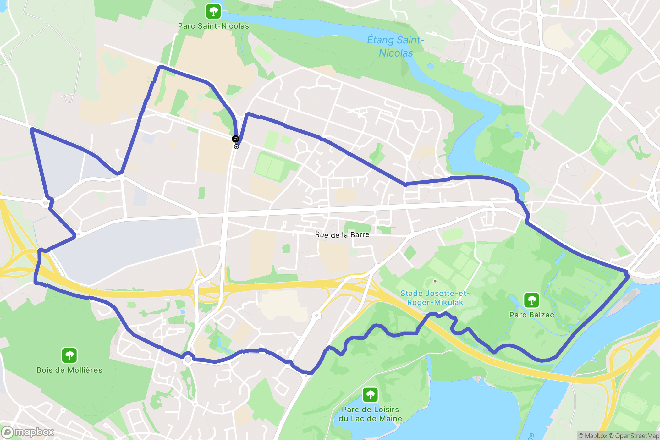 Angers : carte du parcours de randonnée - France