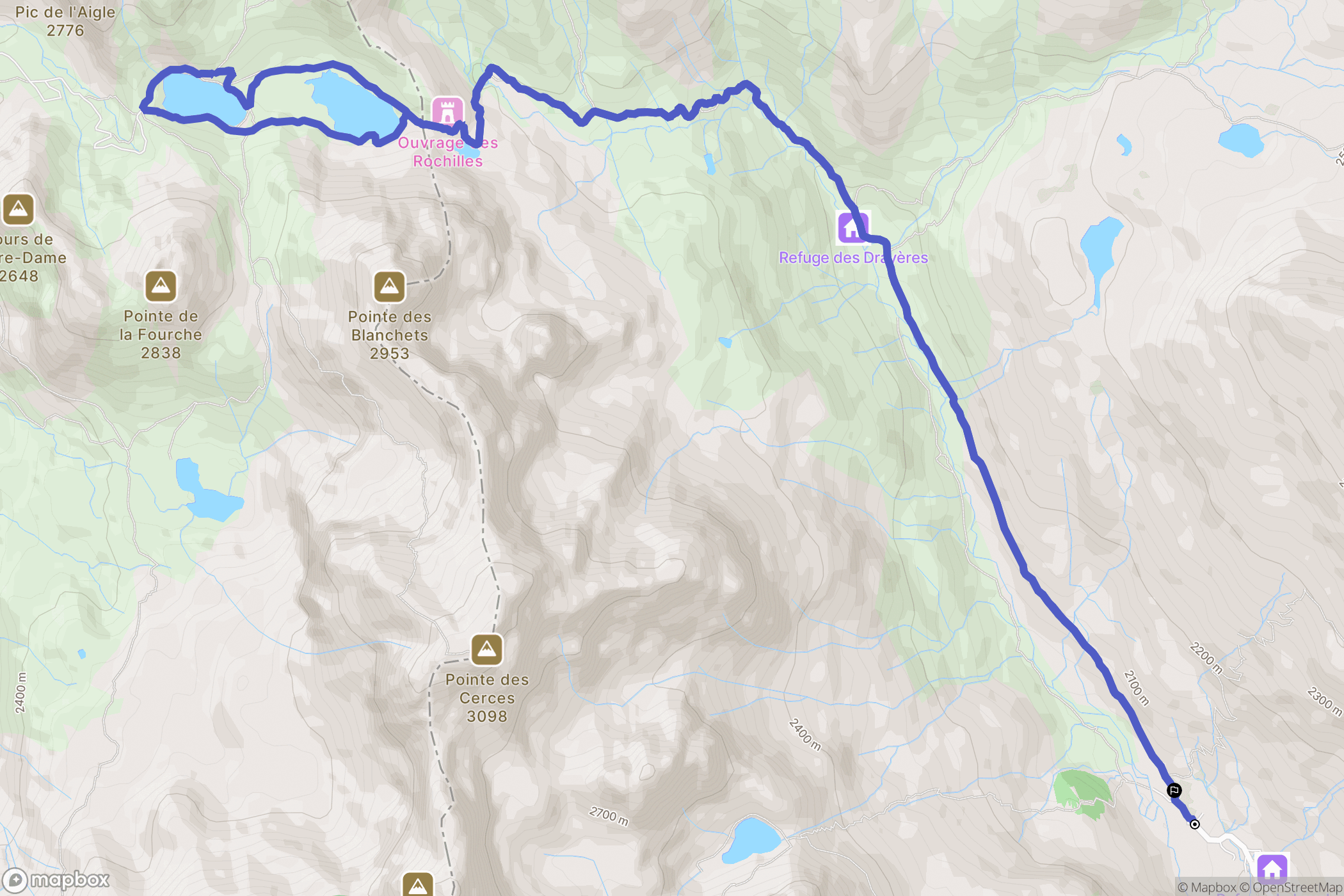 Cime de Laval, Névache : carte du parcours de randonnée - France