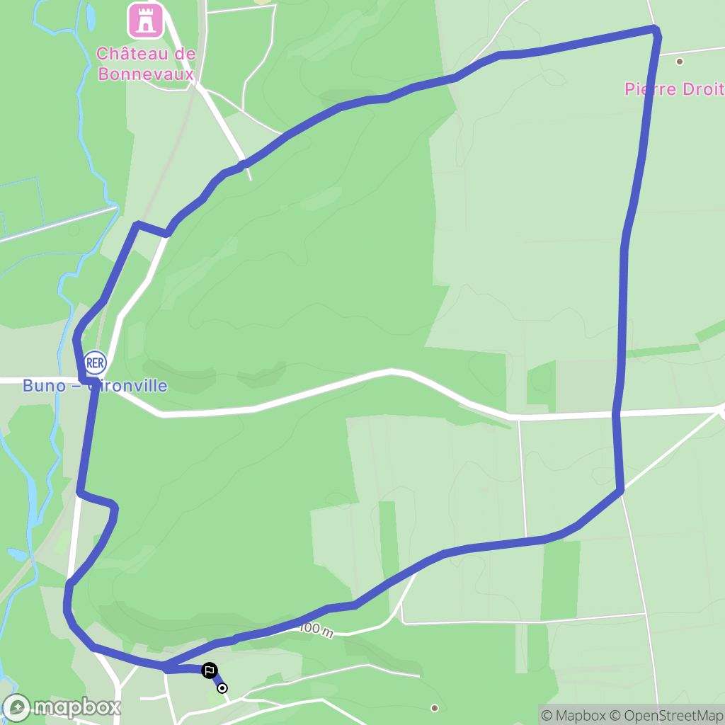 Buno-Bonnevaux : carte du parcours de randonnée - France