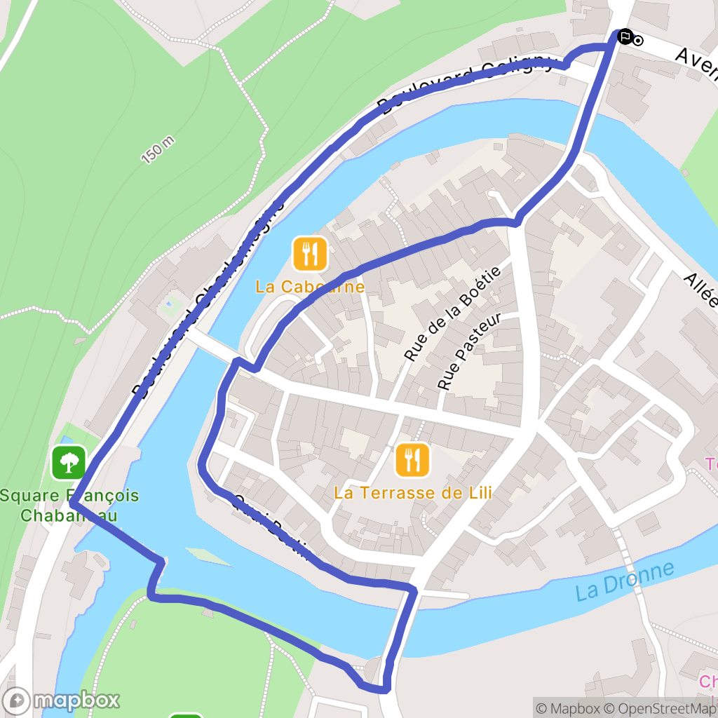 Brantôme : carte du parcours de randonnée - France