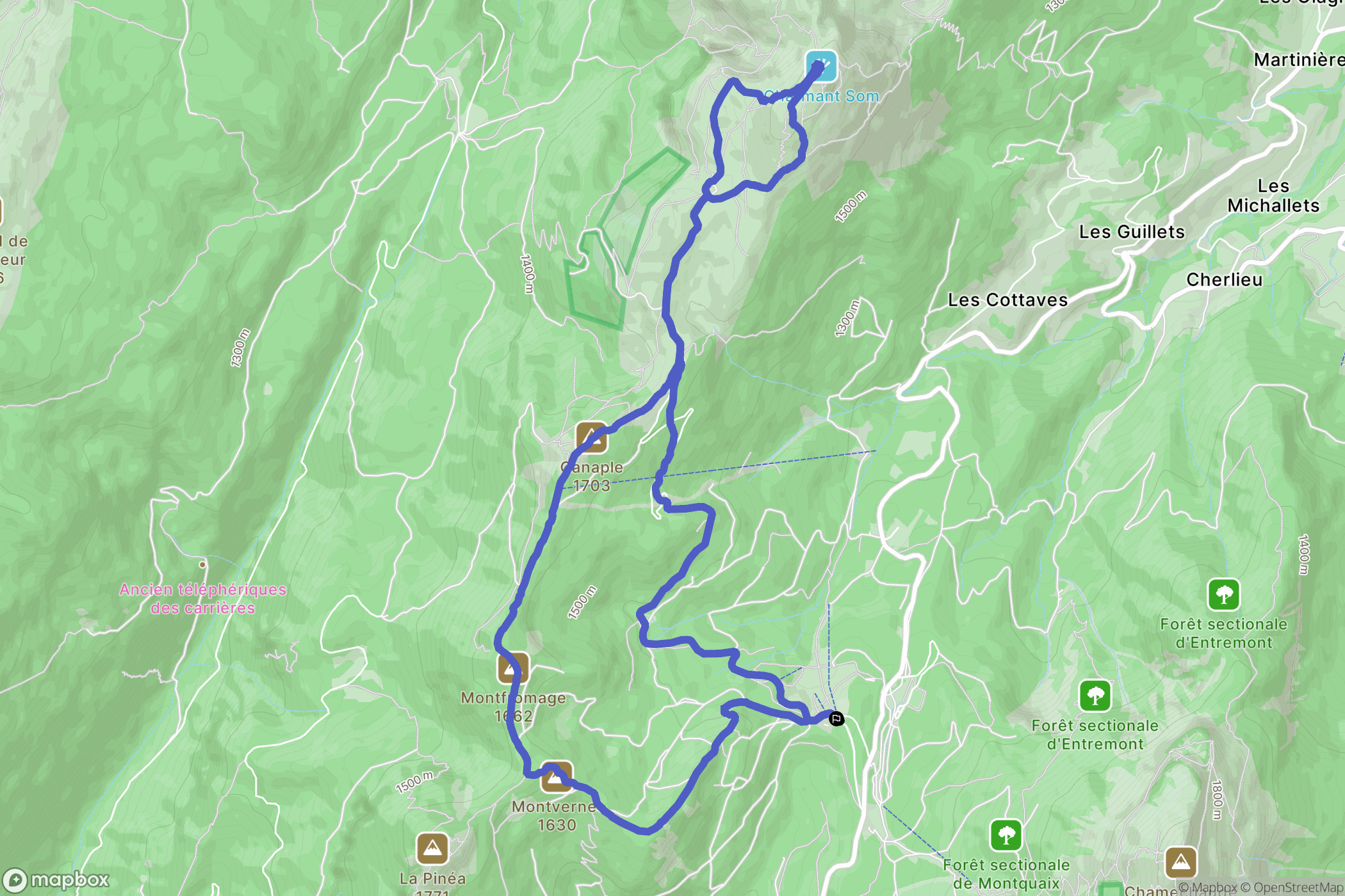 Le Sappey-en-Chartreuse : carte du parcours de randonnée - France