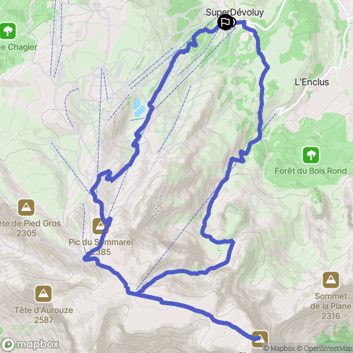 SuperDévoluy : carte du parcours de randonnée - France