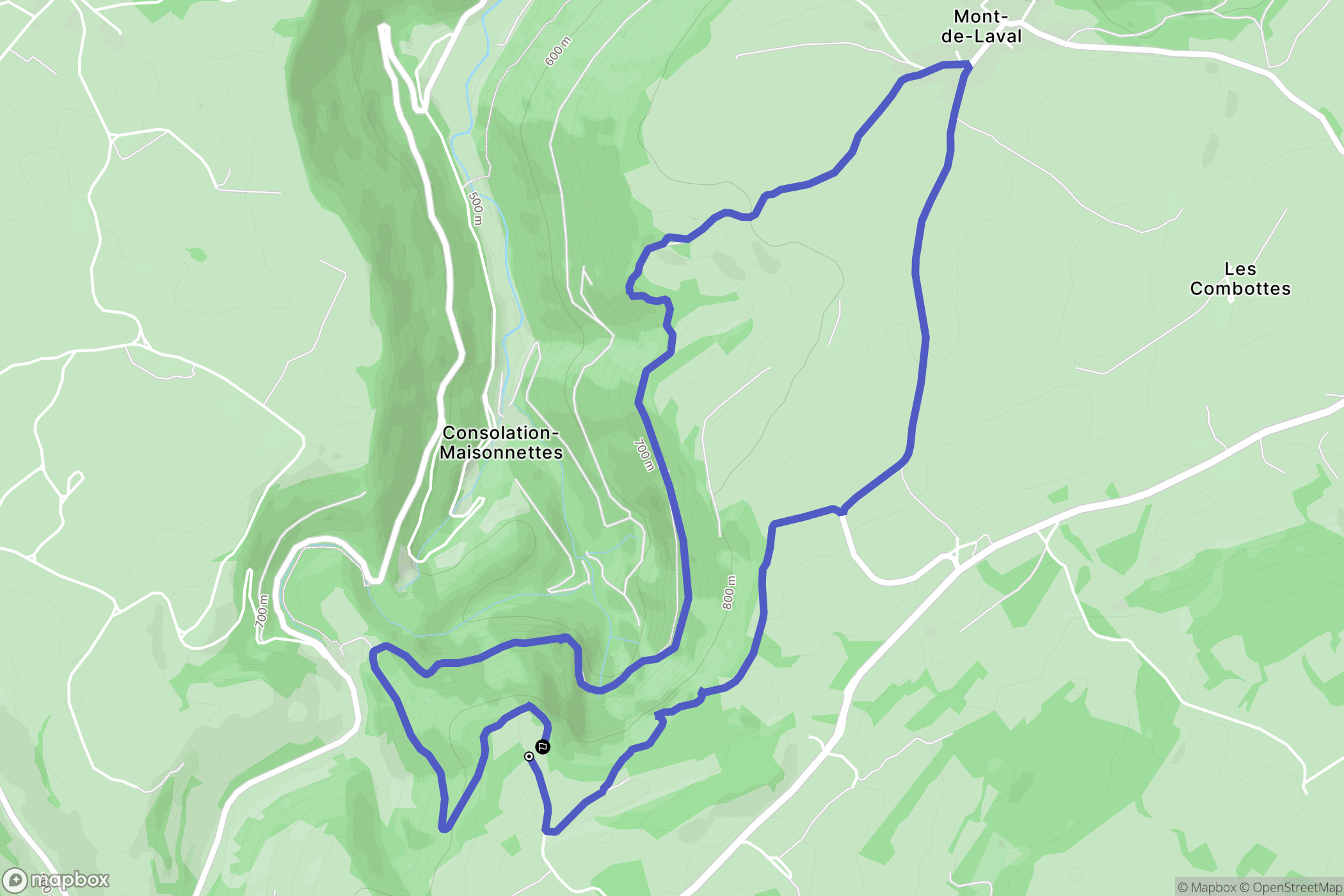 Consolation-Maisonnette : carte du parcours de randonnée - France