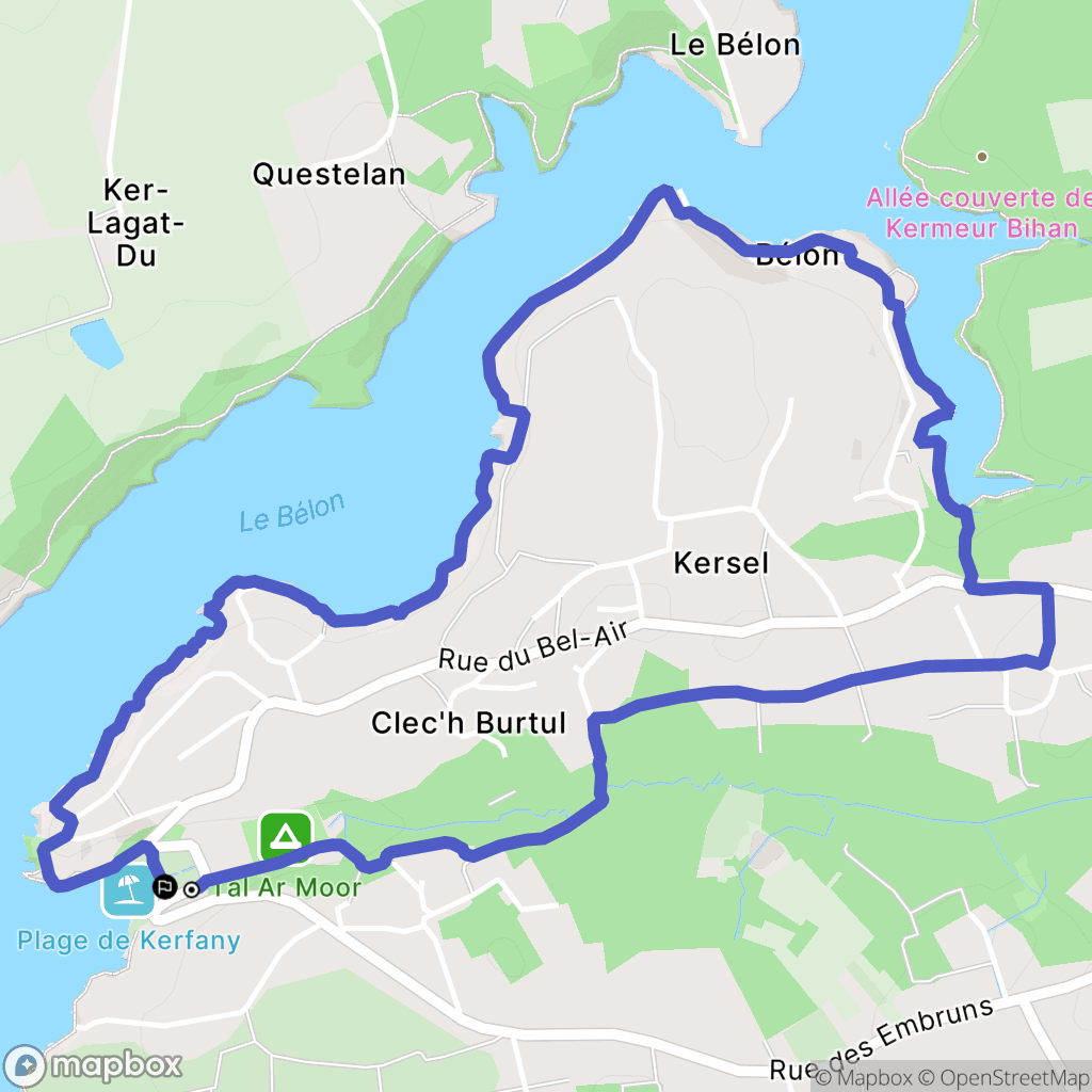 Kerfany-les-Pins : carte du parcours de randonnée - France