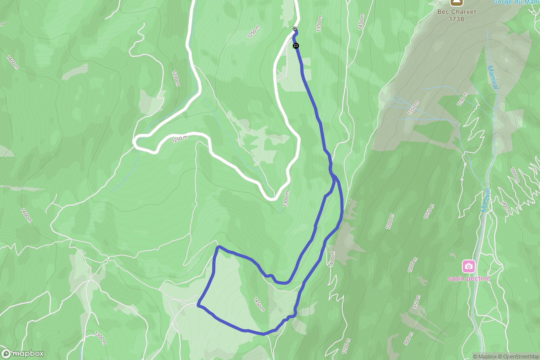 Saint-Hugues : carte du parcours de randonnée - France