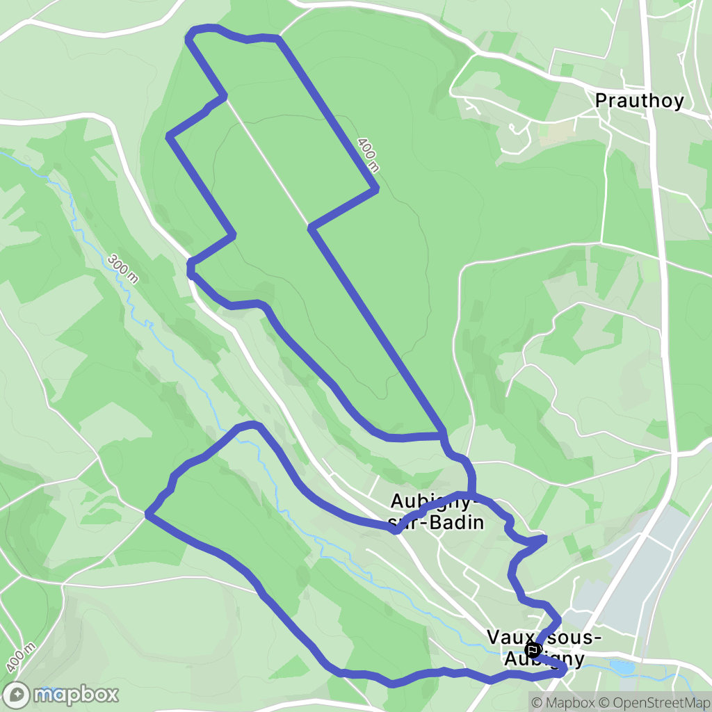 Vaux-sous-Aubigny : carte du parcours de randonnée - France
