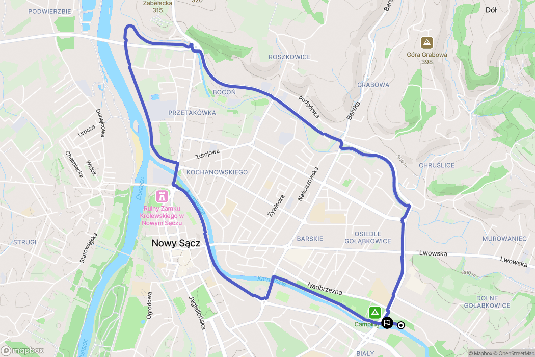 Nowy Sącz: mapa trasy - Poland