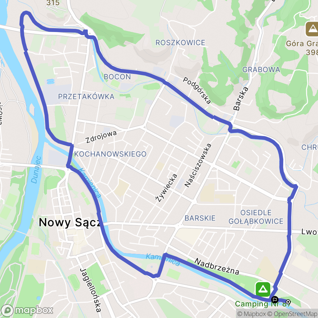Nowy Sącz: mapa trasy - Poland