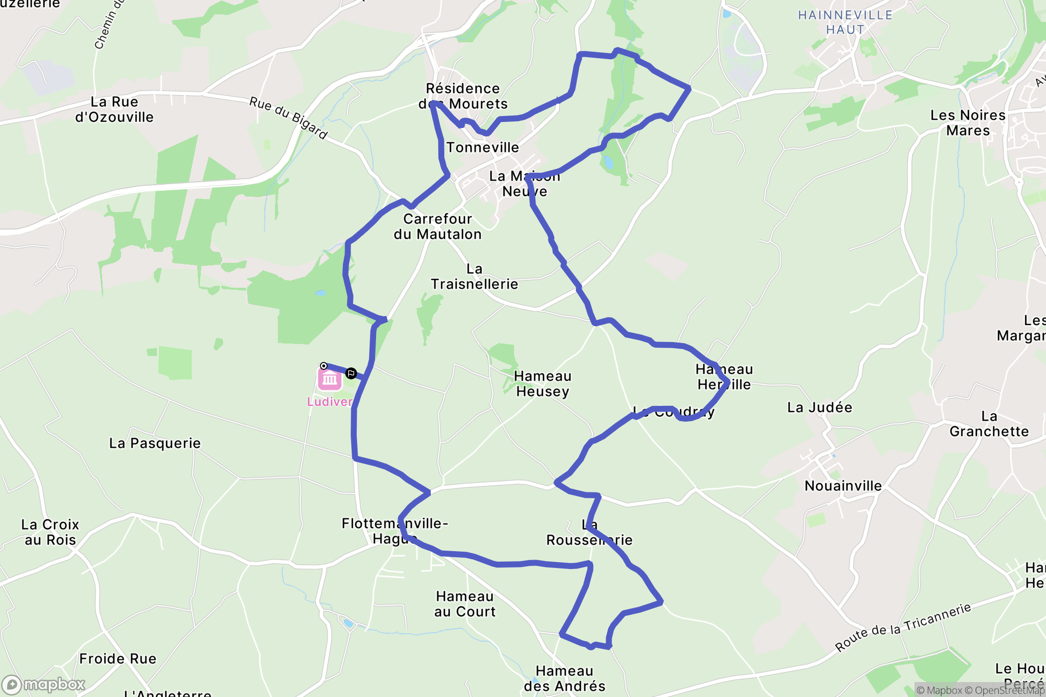 Flottemanville-Hague : carte du parcours de randonnée - France