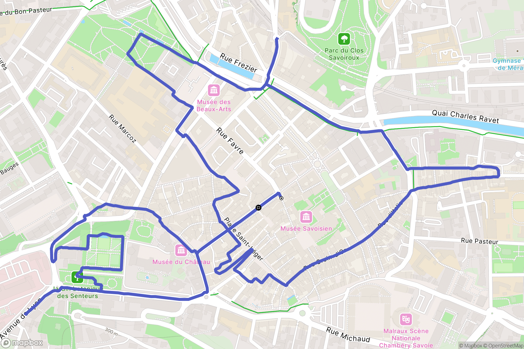 Chambéry : carte du parcours de randonnée - France