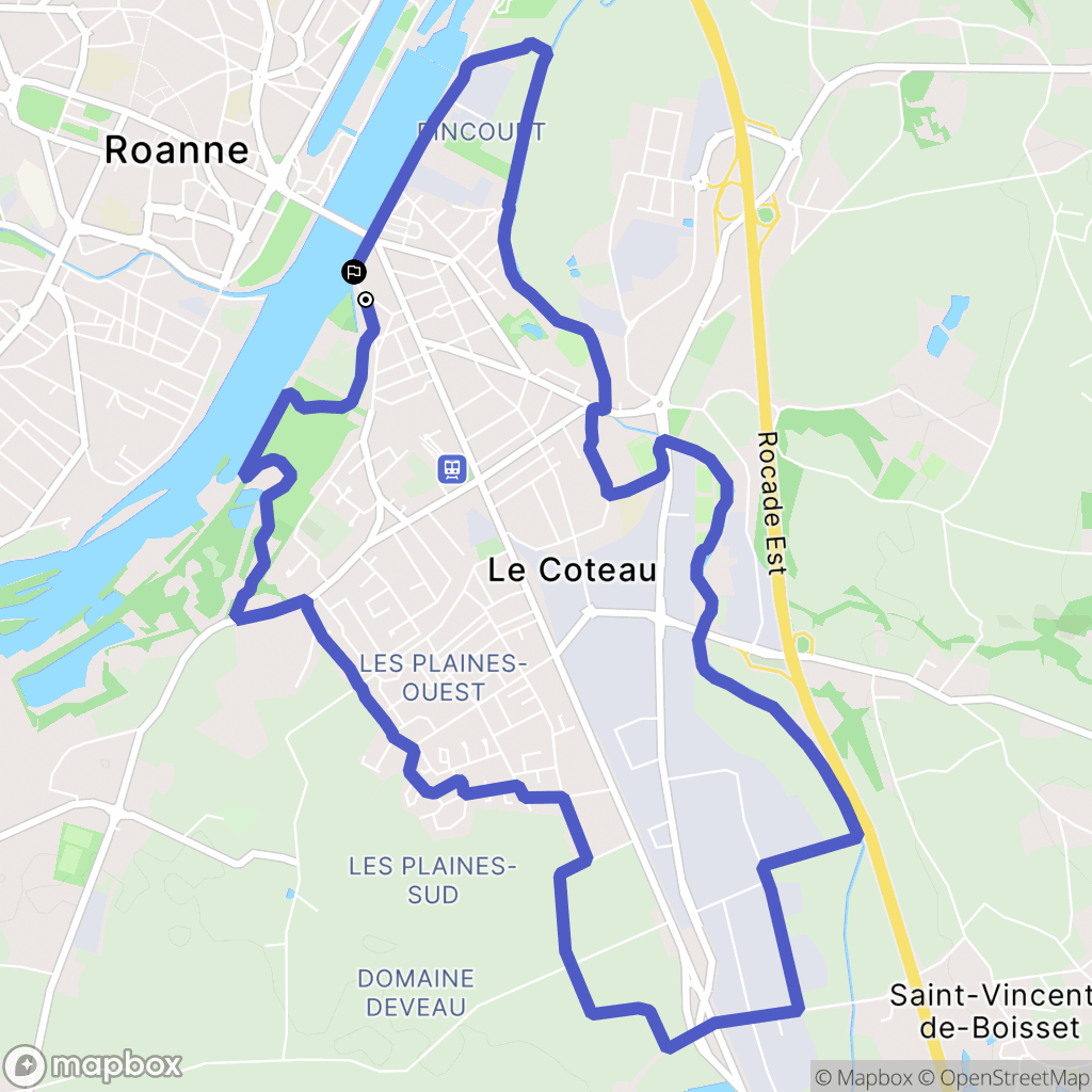 Roanne : carte du parcours de randonnée - France