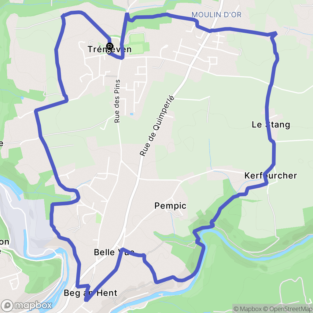 Tréméven (29) (plusieurs villes homonymes): routekaart voor buitenactiviteiten - France