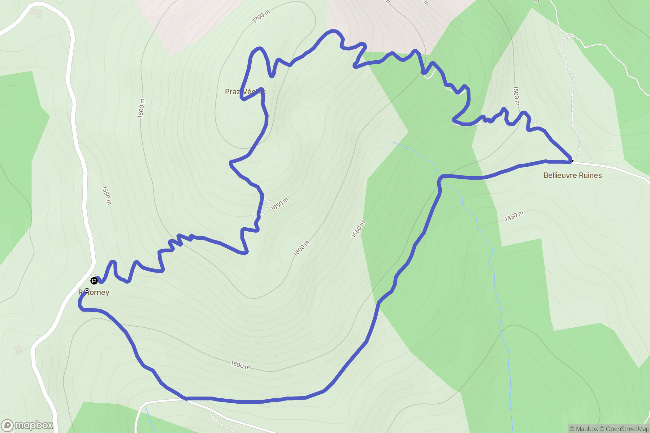 Héry : carte du parcours de randonnée - France