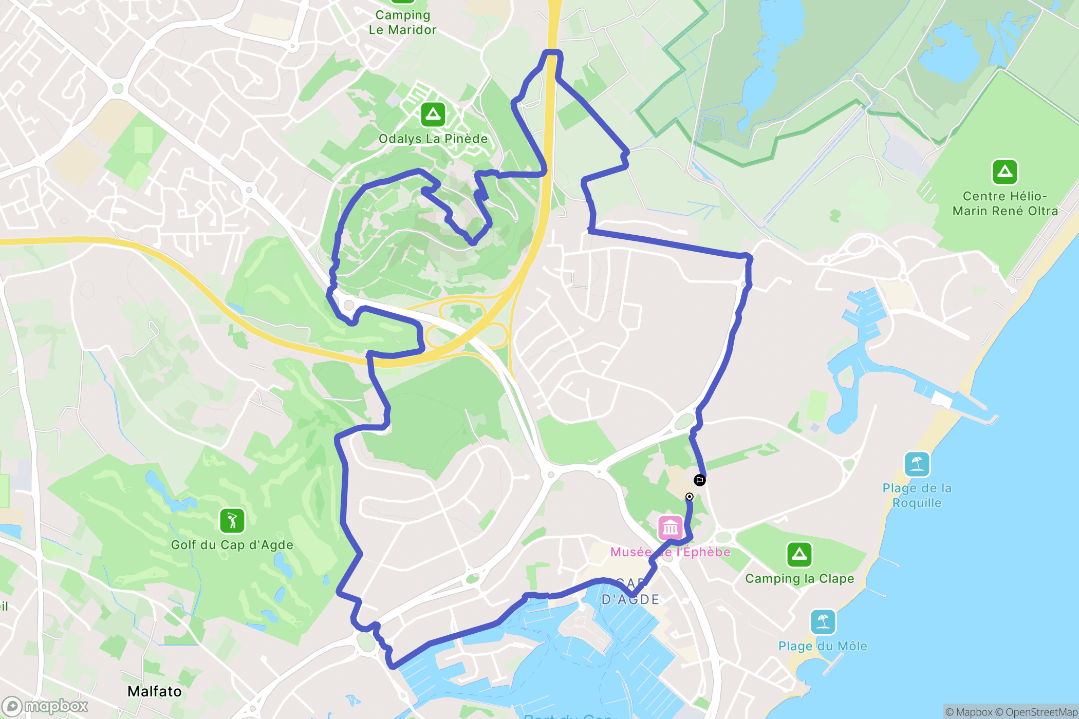 Cap d'Agde : carte du parcours de randonnée - France