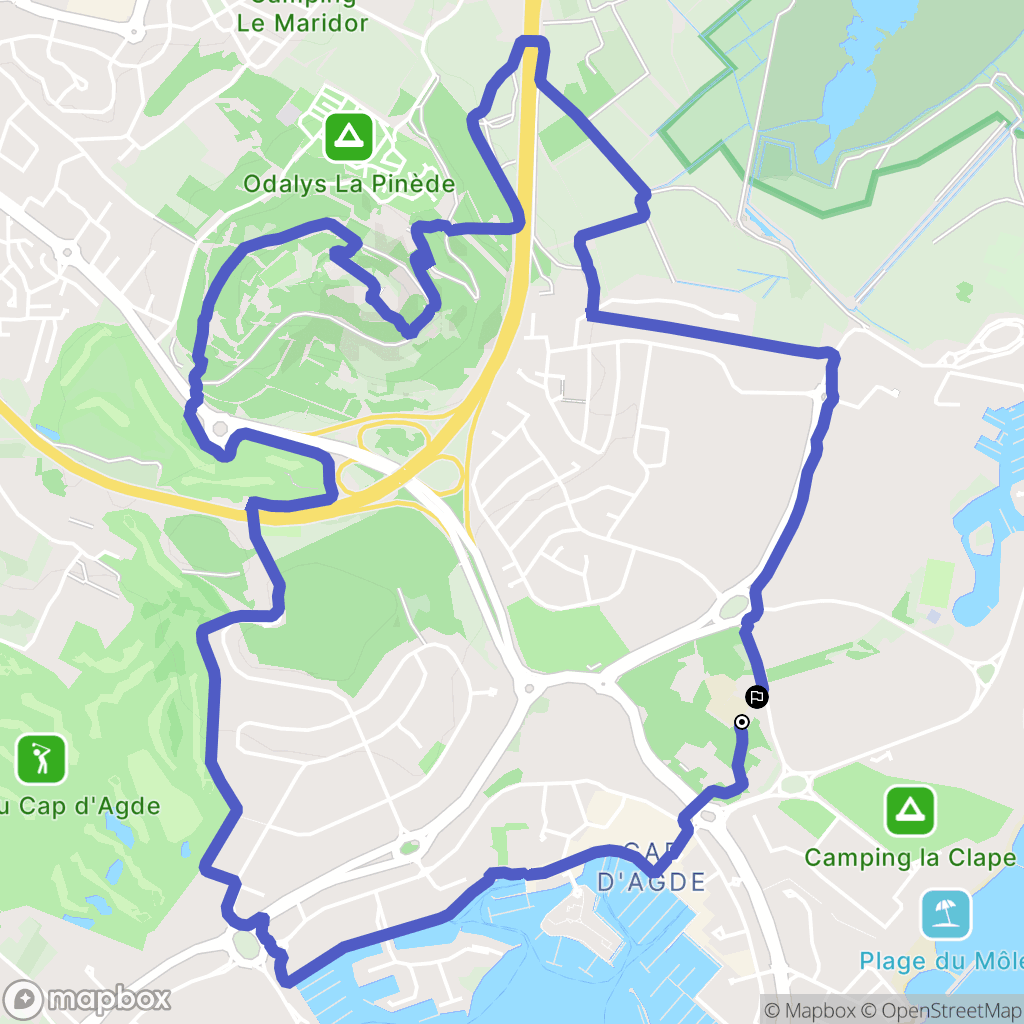 Cap d'Agde : carte du parcours de randonnée - France
