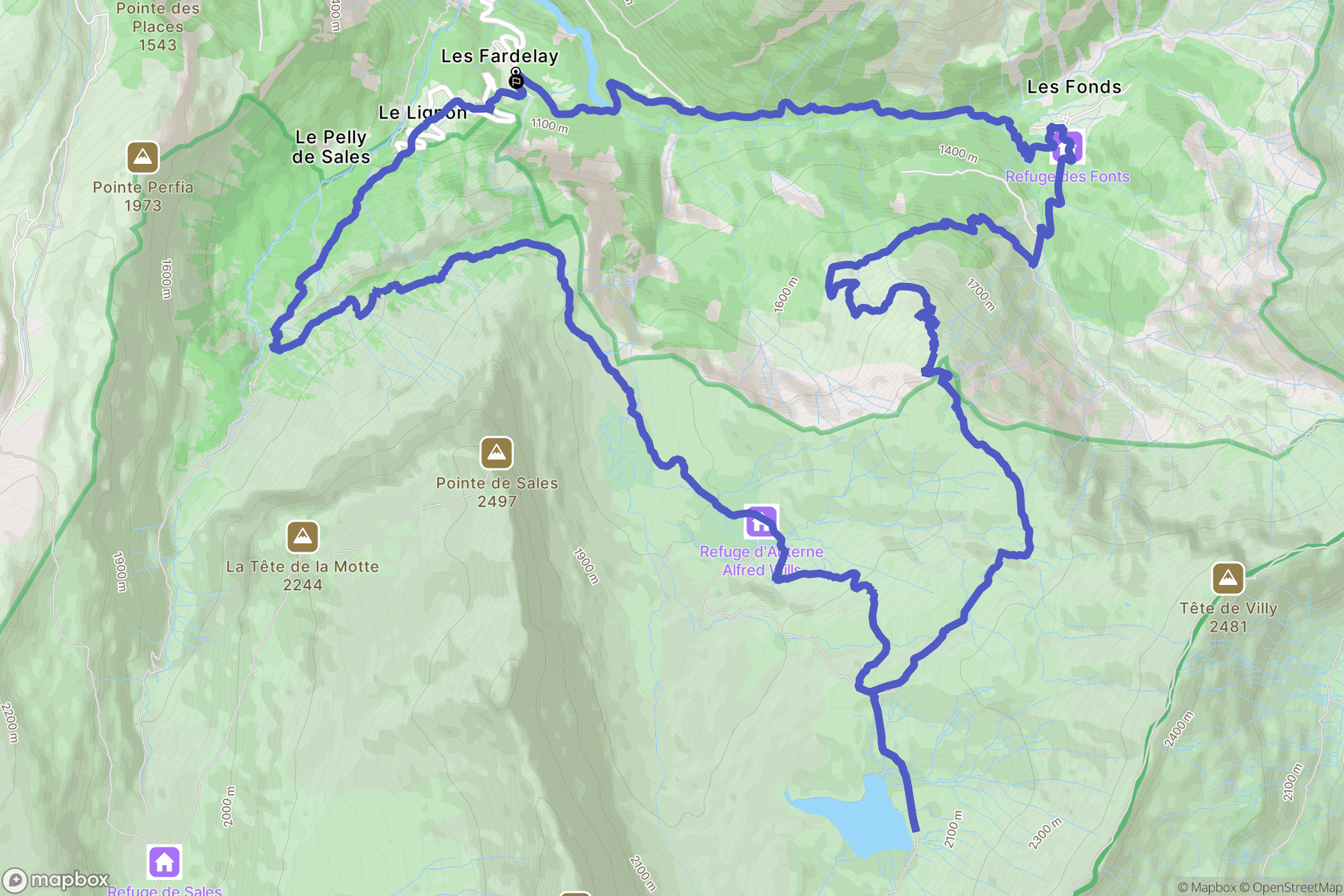 Les Fardelay, Sixt-Fer-à-Cheval : carte du parcours de randonnée - France