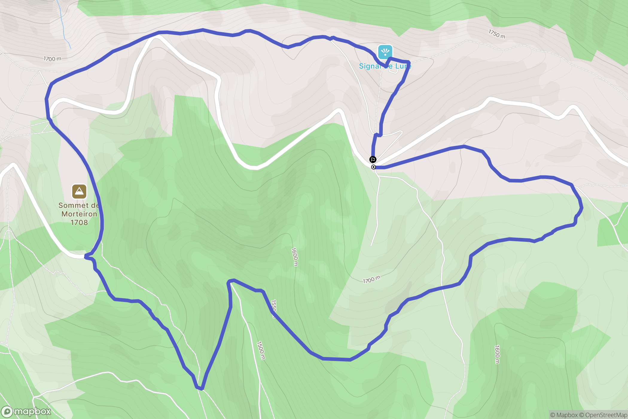 Lure : carte du parcours de randonnée - France