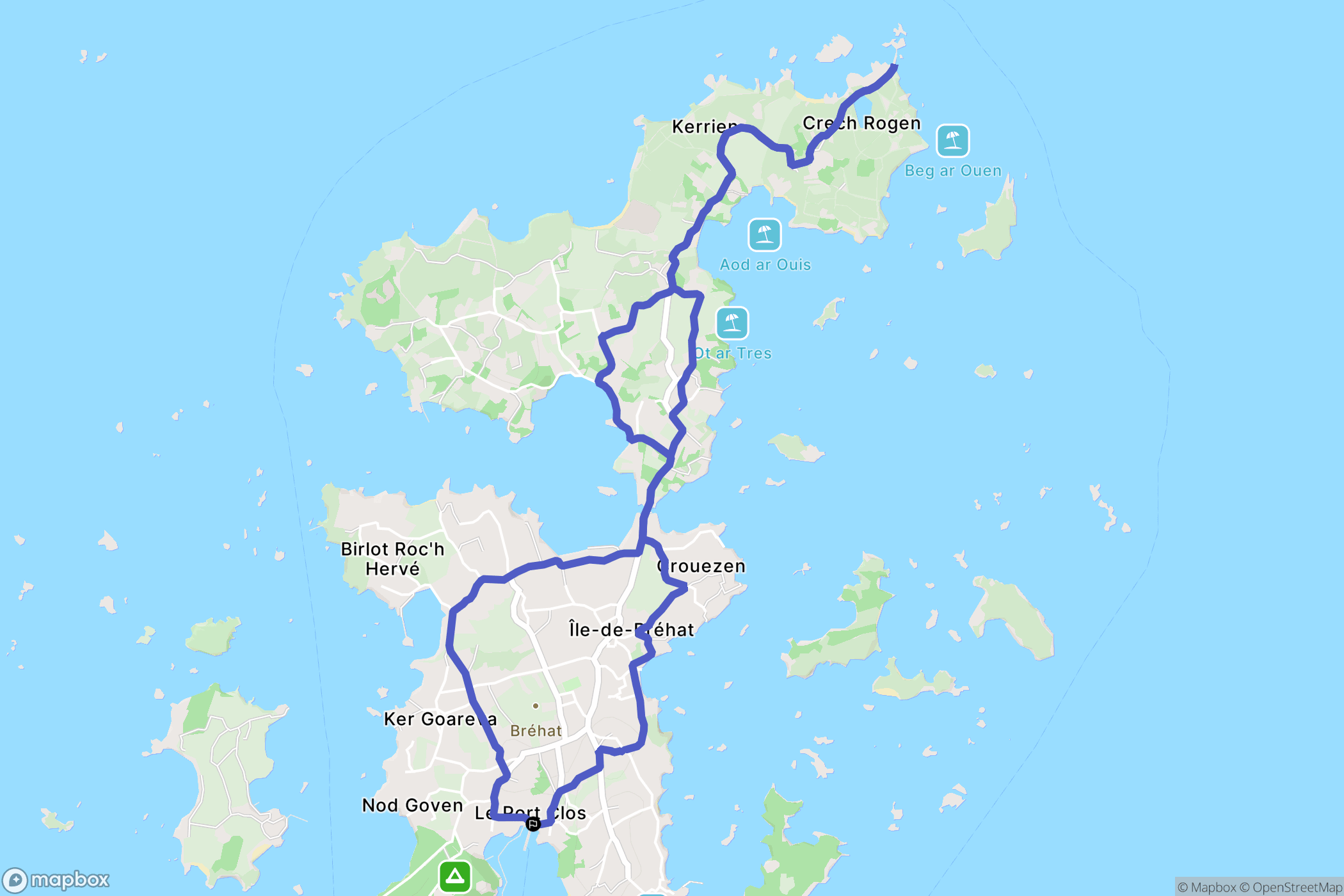 île-Bréhat : carte du parcours de randonnée - France