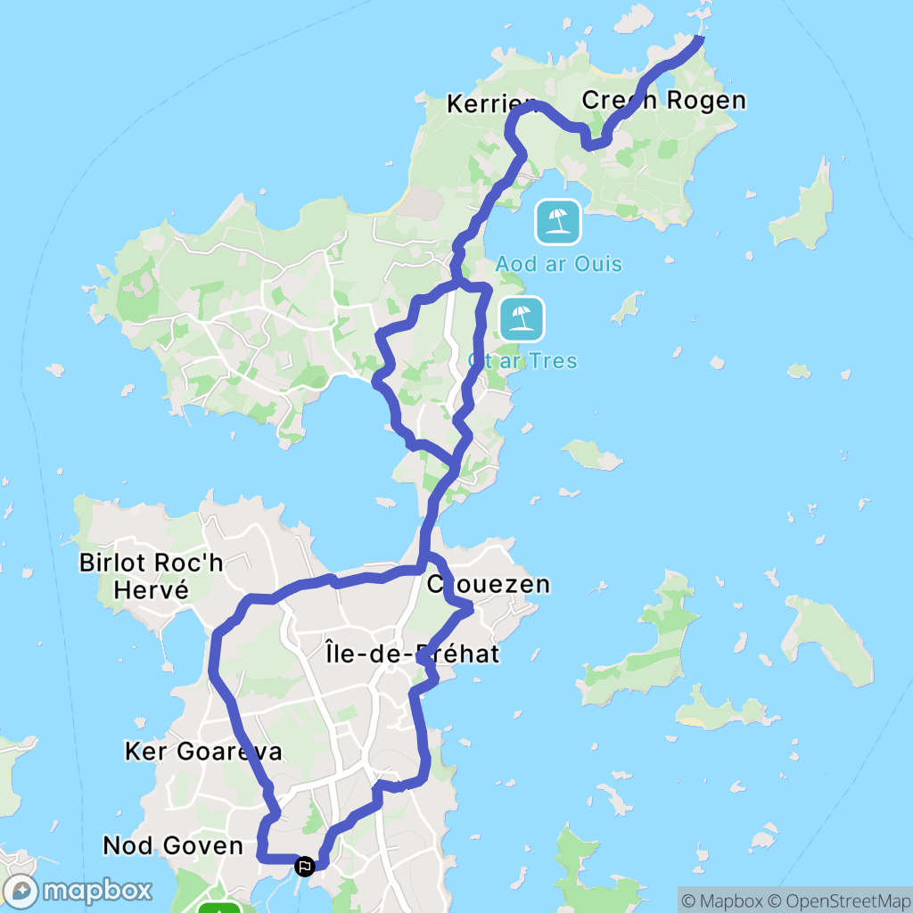 île-Bréhat : carte du parcours de randonnée - France